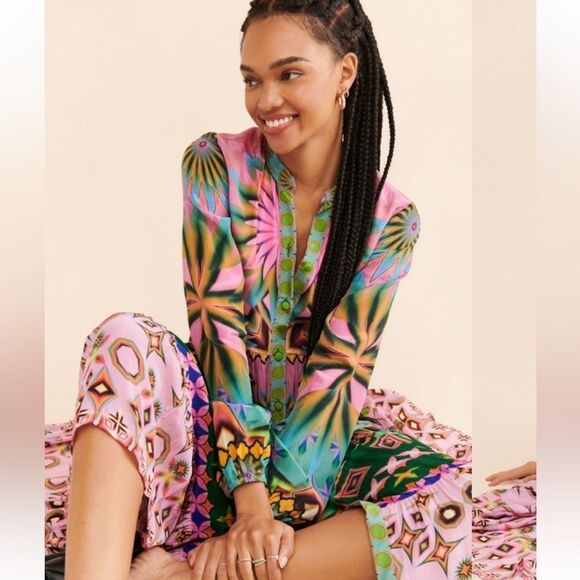 Siddhartha Bansal Mixed Print Button Front Maxi Dress size small worn once - Picture 7 of 15